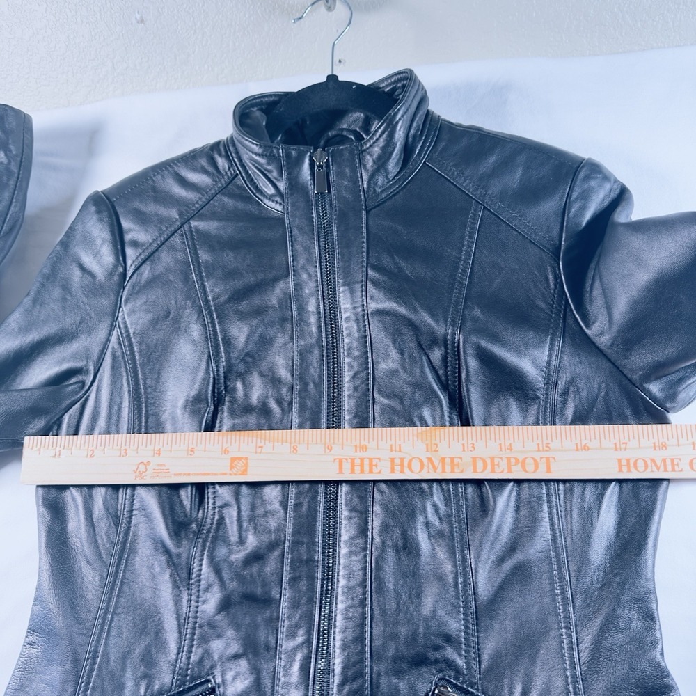Avanti Leather Jacket Women Medium Black Fitted Zippered Soft  Moto Biker - Picture 8 of 16